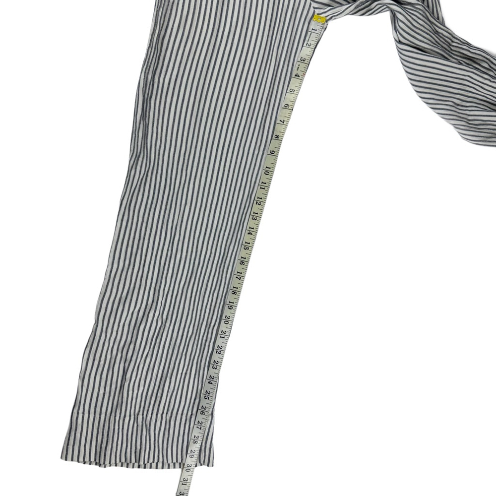 7 For All Mankind White Navy Pinstriped Paperbag Jumpsuit Women’s Sz Small - Picture 7 of 12